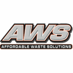 The Image Shows The Aws Logo With Bold Silver Letters And The Text &Quot;Affordable Waste Solutions&Quot; In A Black And Orange Banner Below.